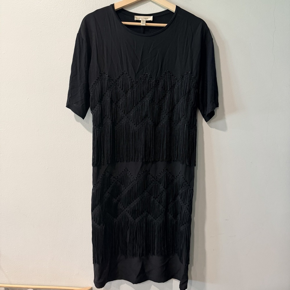 Nocturne 100% Silk Dress Flapper design Black Size 4 New Vintage 2000's